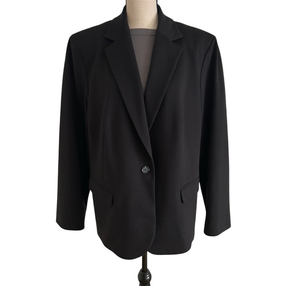Jones New York Black Blazer Stretch Jacket Single Button Close Plus size 18W - Picture 1 of 14
